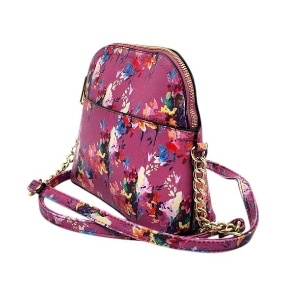 Steve Madden Floral Crossbody Purse BMAGGIE Bag Pink Gold Hardware - Picture 3 of 9